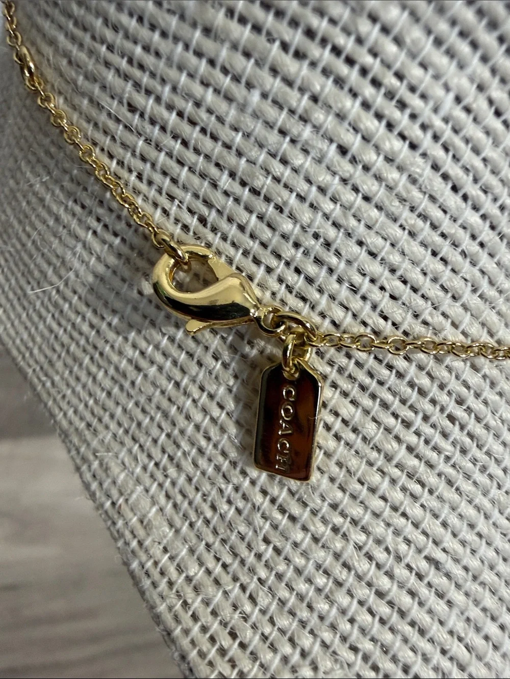 COACH Gold Tone Double Heart Locket Necklace